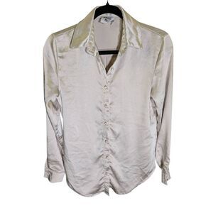 Princess Polly Cream Satin Long Sleeves Button Up Women’s 4
